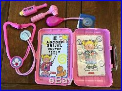 Vintage Fisher Price Girl's Pink Toy Doctor Set Kit Medical Equipment EXCELLENT