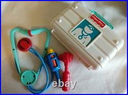 Vintage Fisher Price Medical Kit Equipment Doctor Nurse Pretend Stethoscope Temp