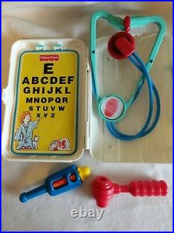 Vintage Fisher Price Medical Kit Equipment Doctor Nurse Pretend Stethoscope Temp