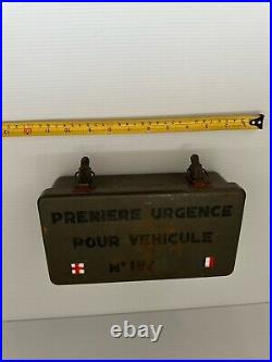 Vintage French Jeep First Aid Metal Tin From The Vietnam War Era With Contents