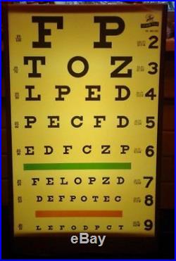 Vintage Graham Field Visual Acuity Eye Chart Cabinet with Light Vision Test