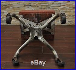 Vintage Industrial Rolling Exam Stool-Steampunk Wheeled Swivel Seat Metal Stool