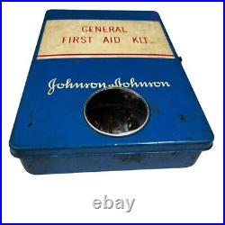 Vintage Johnson's & Johnson's medical first aid metal kit with supplies included