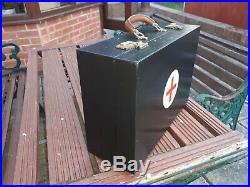 Vintage Large 1960/1970's First Aid Box/Case Wooden Black Medical Equipment