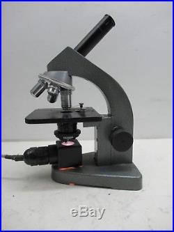 Vintage Leitz Wetzlar Germany Lab Microscope Monocular 4 Objective Lenses Light