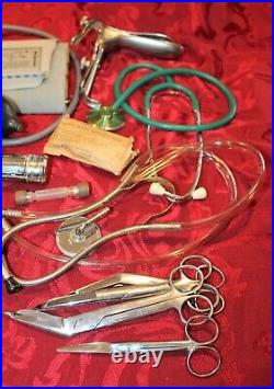 Vintage Lot of 20+ Pieces of Medical Equipment/Welch Allyn Otoscope/Stethoscope+