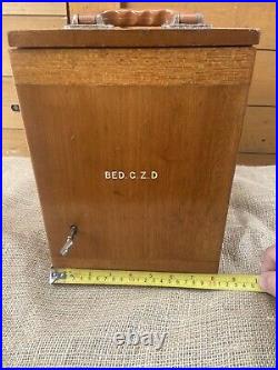 Vintage Medical / Engineers Instrument Equipment Tool Wooden Box With Key