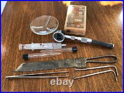 Vintage Medical & Lab Equipment Tools Pyrex, Clauss, Copeland, Bone Saw, Slides
