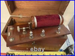 Vintage Medical Quackery Battery Op Operated Test Equipment & Wooden Box Case