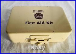 Vintage Medical Supply Co First Aid Kit With Bandages, swabs, Jelly, Metal Box USA