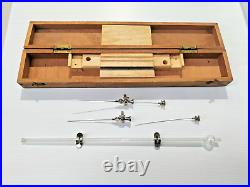 Vintage Medical Surgery Equipment Ramsay Syringe Needles & Measure Wood Case -AF