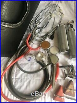 Vintage Medicine Leather Doctors Bag With Medical Equipment Tools