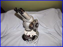 Vintage Metal Zeiss Stereo Microscope with 10X Eyepieces & LED Ring Light