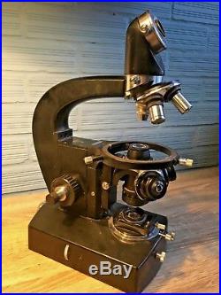 Vintage Microscope Carl Zeiss Jena Ergaval Binocular Laboratory Research