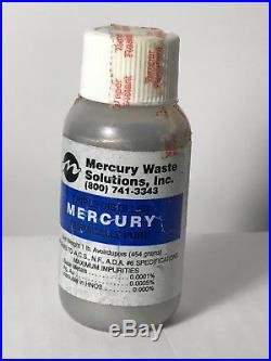 Vintage Mws Liquid Mercury Triple Distilled Chemically Pure 1 Lb. Bottle Sealed