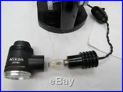 Vintage Nikon Binocular Microscope 97531 with 3 objectives, light source, supplies