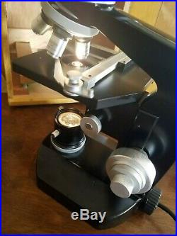 Vintage Nikon Model S-U Research Microscope, Box, Lamp, Objectives