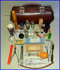 Vintage Old Doctor bag with Medical Equipment inside, First Aid Bag, Medical bag