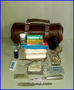 Vintage Old Doctor's Bag with Medical Equipment & Instuments, First Aid Doctor Bag