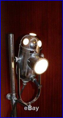 Vintage Original Chrome Bullseye Floor Standing Dentist/Medical/Surgical Lamp