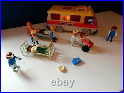 Vintage Playmobil Ambulance and 9 Figures with Medical Equipment