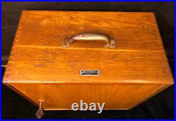 Vintage Portable Dovetail Wood Box With Key Medical Equipment Case Omega