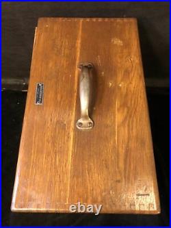 Vintage Portable Dovetail Wood Box With Key Medical Equipment Case Omega