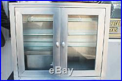Vintage Serv-Queen Medical Stainless Steel Glass Cabinet Narcotics 36 x 16 x 79