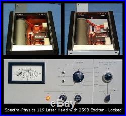Vintage Spectra-Physics 119 HeNe Laser with259B Exciter and Spare Tube WORKING