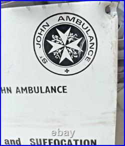 Vintage St Johns Ambulance Tin Plate Emergency Resuscitation Medical Sign c1950s