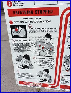 Vintage St Johns Ambulance Tin Plate Emergency Resuscitation Medical Sign c1950s