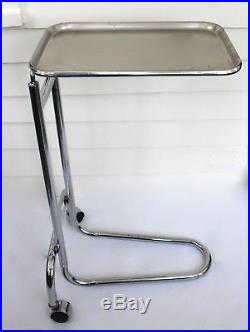 Vintage Stainless Hospital TV Tray Table Over Bed Industrial Mid Century Coronet