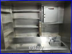 Vintage Stainless Steel Medical Cabinet withSink & Refrigerator Compartment