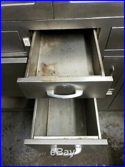 Vintage Stainless Steel Medical Cabinet withSink & Refrigerator Compartment