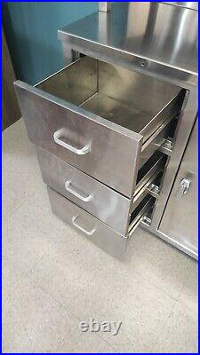 Vintage Stainless Steel Metal Medical Cabinet By Atlas Hospital Equipment