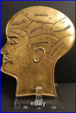 Vintage Surreal Medical Brass Phrenology Model Brain Medicine