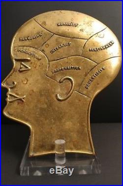 Vintage Surreal Medical Brass Phrenology Model Brain Medicine