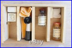 Vintage Tower Microscope Scientific Kit And Hardwood Cabinet, Slides, Bottles