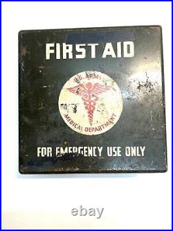 Vintage US Army Medical Department Metal First Aid Kit Davis Co. Medical Supply