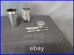Vintage Very Rare Metal Round Medical Sterilizer for Syringes & Needles