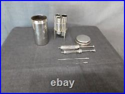 Vintage Very Rare Metal Round Medical Sterilizer for Syringes & Needles