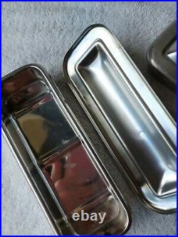 Vintage Vollrath Stainless Steel Ware 8283 Medical Equipment Containers Set