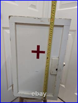 Vintage White Wooden First Aid Cabinet Eastern European Wall Mounted Aprothecary Vintage White Wooden First Aid Cabinet Eastern European Wall Mounted Aprothecary