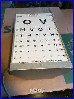 Vtg GOOD-LITE CO. Visual Acuity Lighted (No Bulb)Eye Chart On Stand -Very Good