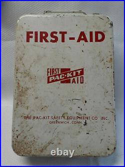 Vtg Pac-Kit First Aid Kit/Box Wall Mount Industrial Safety Equipment No 752