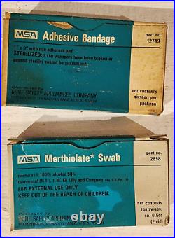 Vtg Various Emergency Equipment Medical First Aid Bandages Burn Snake Bite Kit