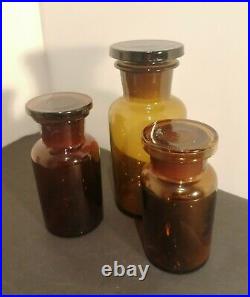 X3 Vintage Apothecary Bottles LABORATORY SCIENCE Antique Medical Equipment